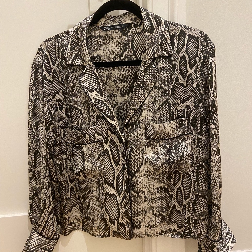 Zara silky snake skin print blouse